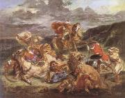 Eugene Delacroix The Lion Hunt (mk09) oil